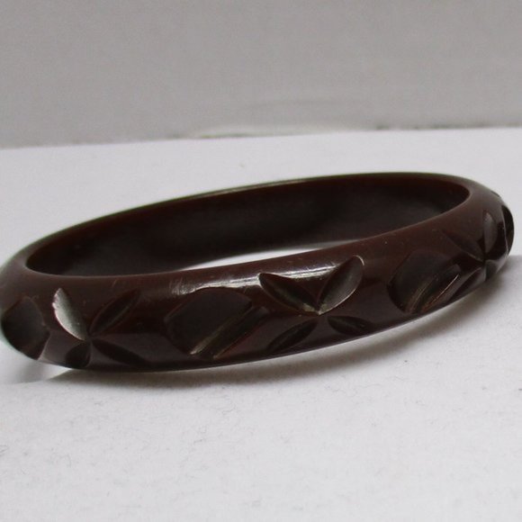 Brown Carved BAKELITE Bangle Tested - Picture 6 of 6